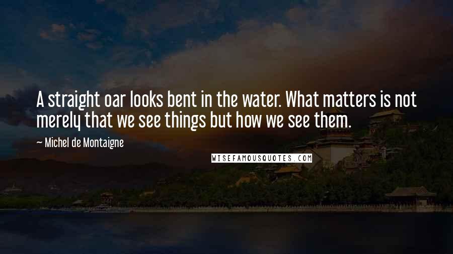 Michel De Montaigne Quotes: A straight oar looks bent in the water. What matters is not merely that we see things but how we see them.