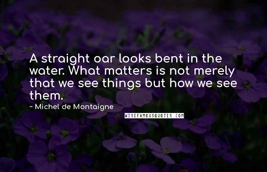 Michel De Montaigne Quotes: A straight oar looks bent in the water. What matters is not merely that we see things but how we see them.