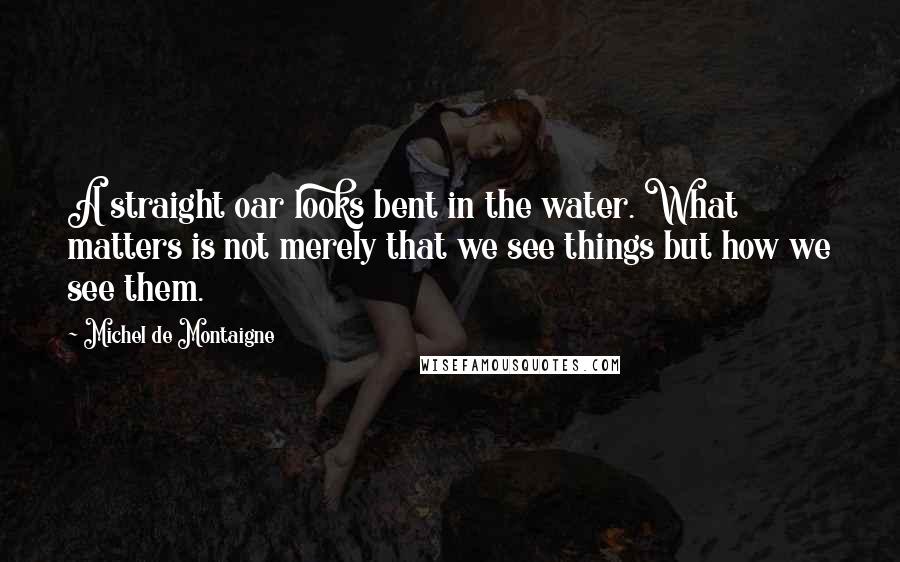 Michel De Montaigne Quotes: A straight oar looks bent in the water. What matters is not merely that we see things but how we see them.