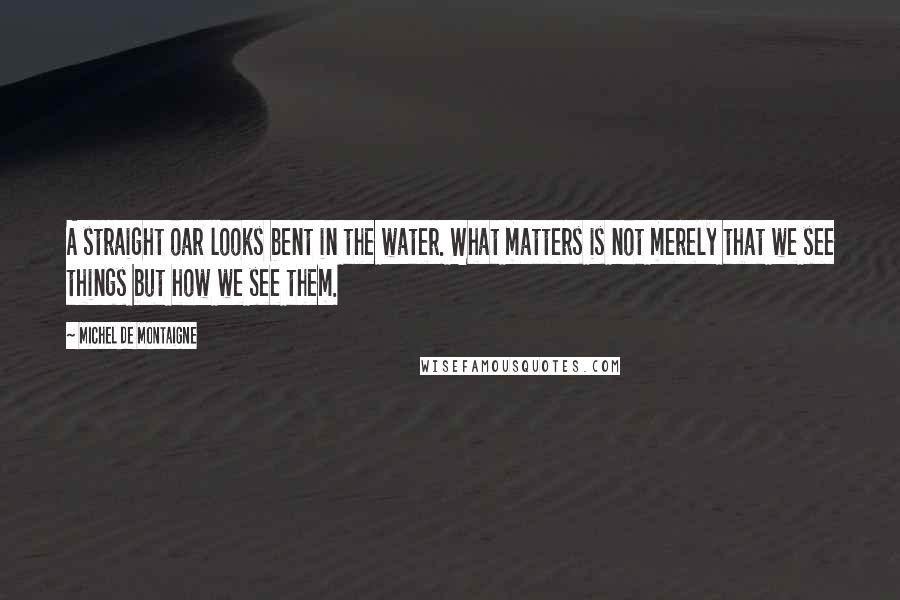 Michel De Montaigne Quotes: A straight oar looks bent in the water. What matters is not merely that we see things but how we see them.