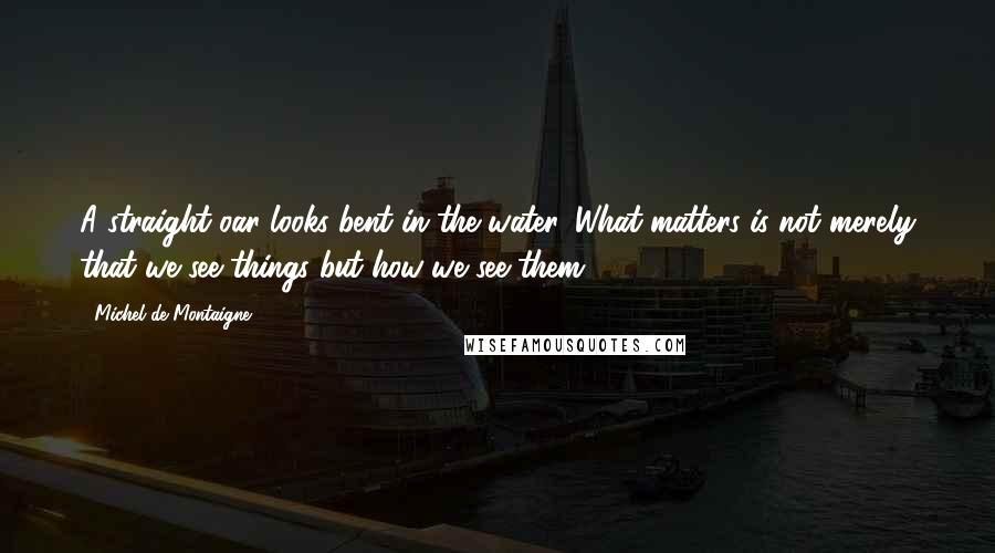 Michel De Montaigne Quotes: A straight oar looks bent in the water. What matters is not merely that we see things but how we see them.