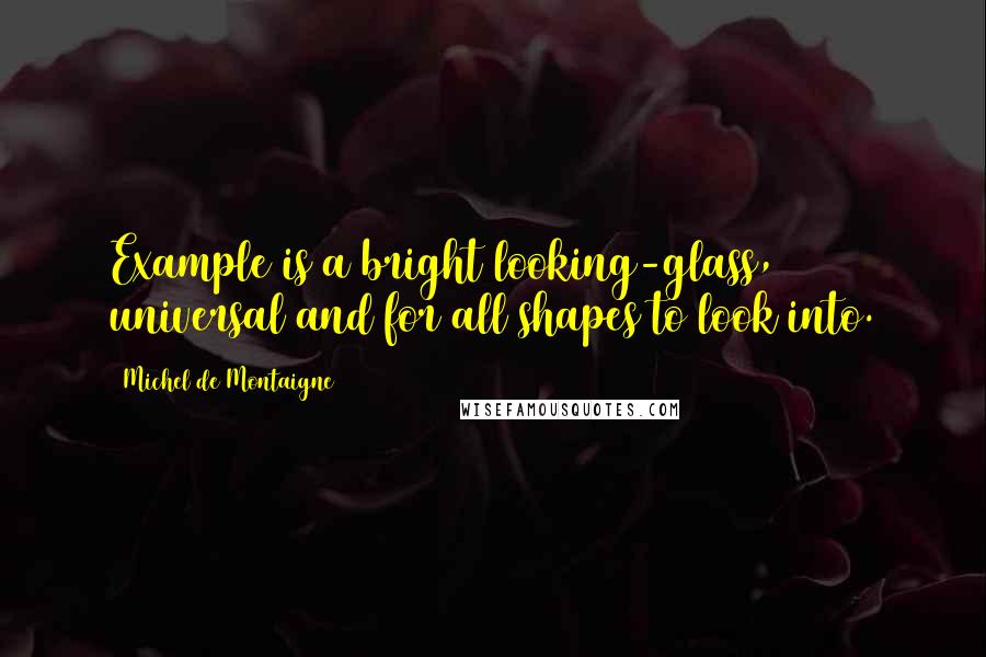 Michel De Montaigne Quotes: Example is a bright looking-glass, universal and for all shapes to look into.