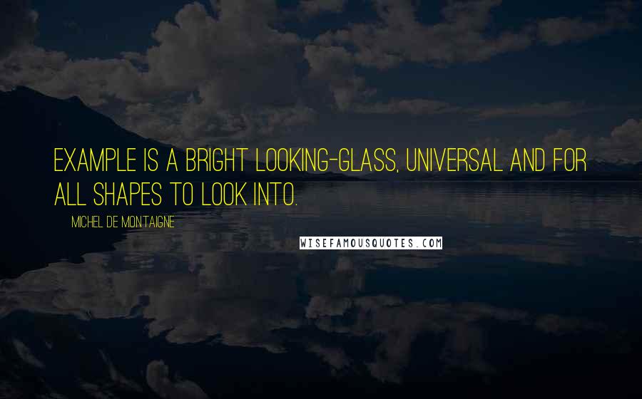 Michel De Montaigne Quotes: Example is a bright looking-glass, universal and for all shapes to look into.