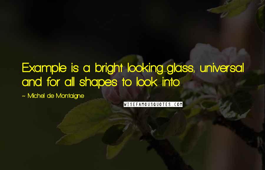 Michel De Montaigne Quotes: Example is a bright looking-glass, universal and for all shapes to look into.