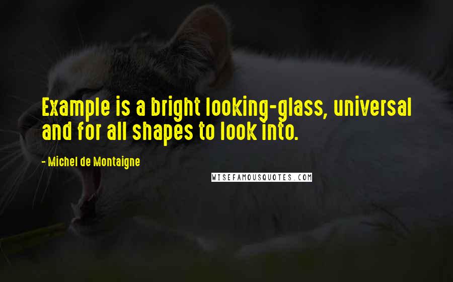 Michel De Montaigne Quotes: Example is a bright looking-glass, universal and for all shapes to look into.