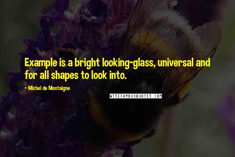 Michel De Montaigne Quotes: Example is a bright looking-glass, universal and for all shapes to look into.