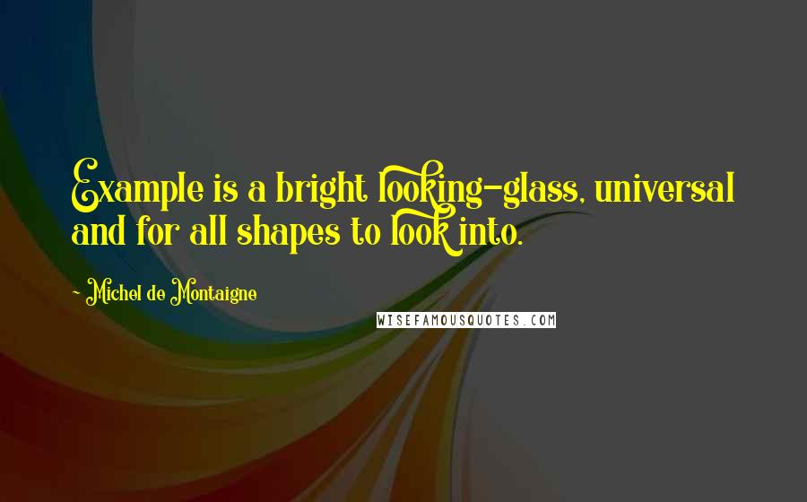 Michel De Montaigne Quotes: Example is a bright looking-glass, universal and for all shapes to look into.