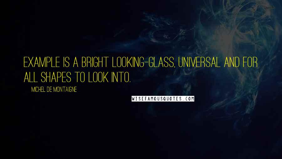 Michel De Montaigne Quotes: Example is a bright looking-glass, universal and for all shapes to look into.