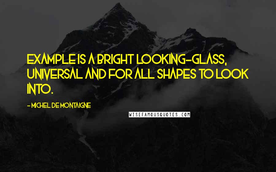 Michel De Montaigne Quotes: Example is a bright looking-glass, universal and for all shapes to look into.