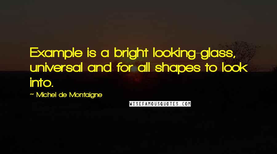 Michel De Montaigne Quotes: Example is a bright looking-glass, universal and for all shapes to look into.