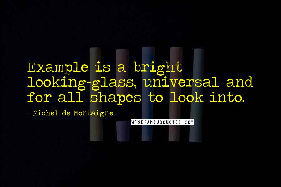 Michel De Montaigne Quotes: Example is a bright looking-glass, universal and for all shapes to look into.