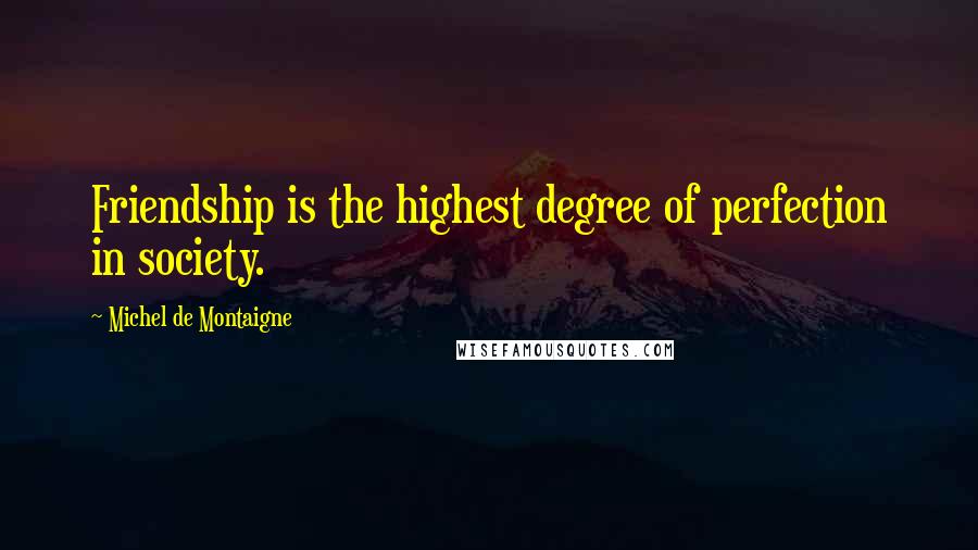 Michel De Montaigne Quotes: Friendship is the highest degree of perfection in society.