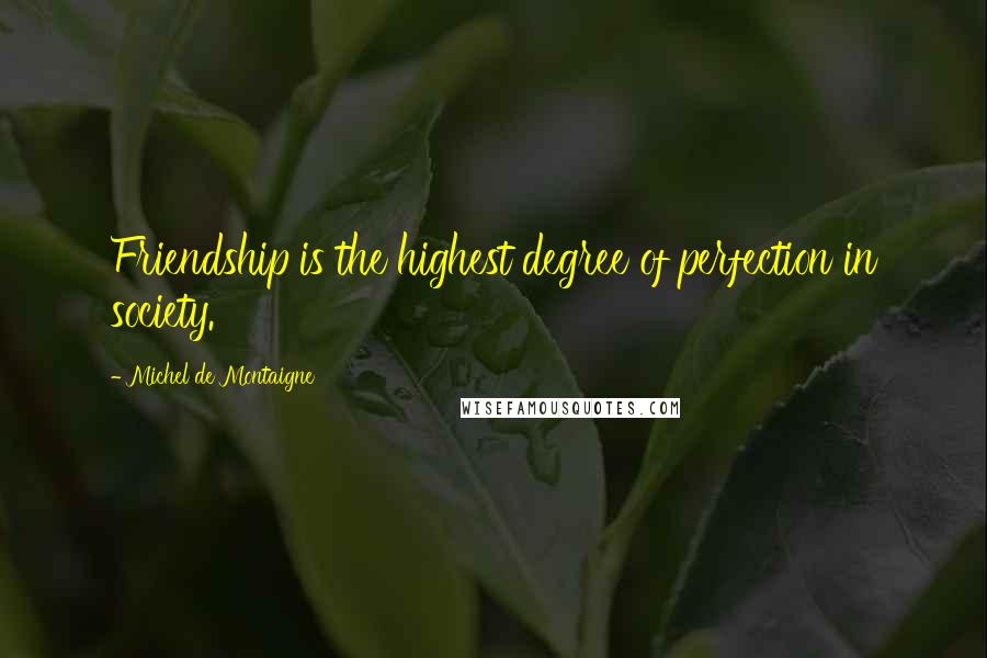 Michel De Montaigne Quotes: Friendship is the highest degree of perfection in society.