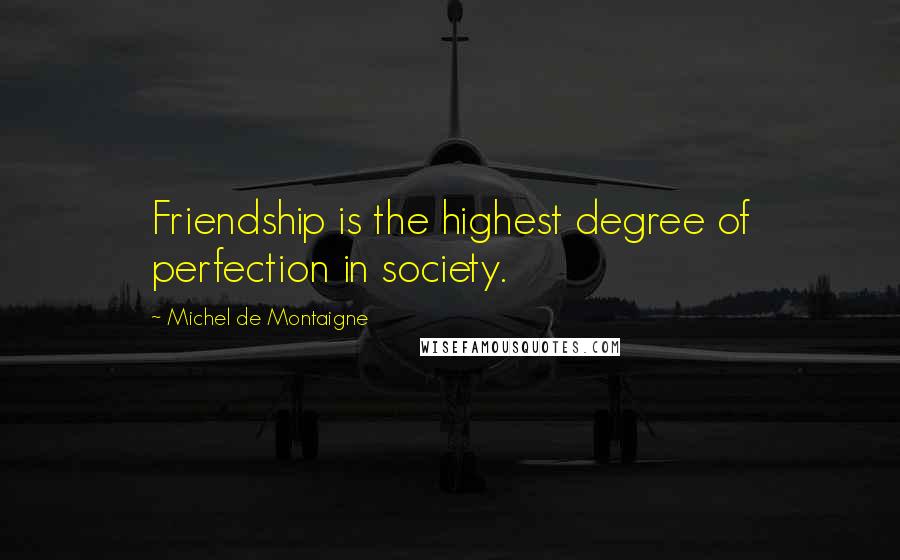 Michel De Montaigne Quotes: Friendship is the highest degree of perfection in society.