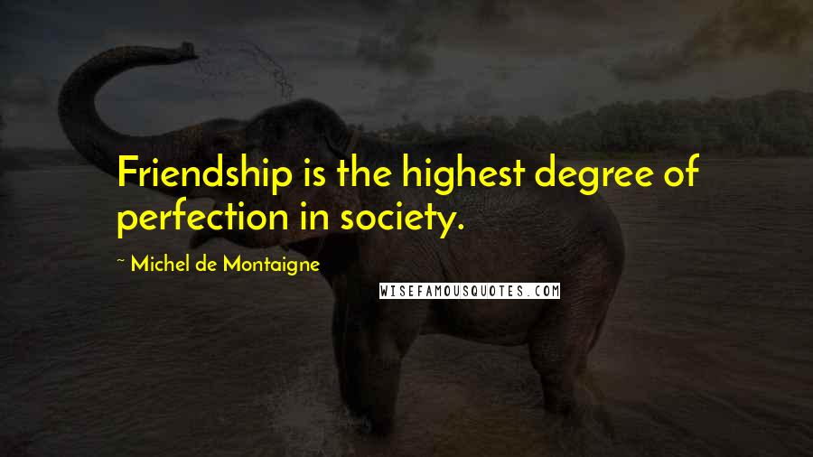 Michel De Montaigne Quotes: Friendship is the highest degree of perfection in society.