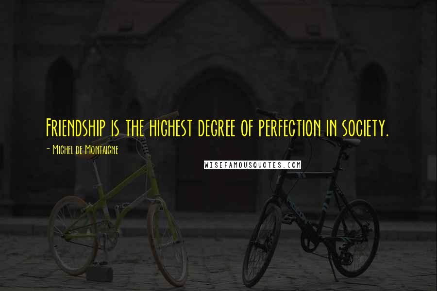 Michel De Montaigne Quotes: Friendship is the highest degree of perfection in society.