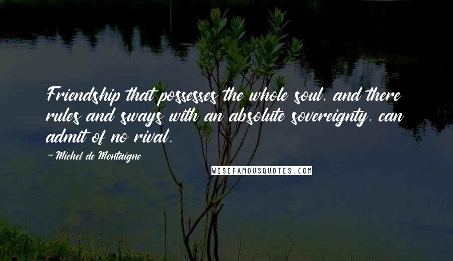 Michel De Montaigne Quotes: Friendship that possesses the whole soul, and there rules and sways with an absolute sovereignty, can admit of no rival.