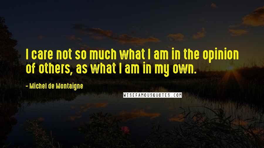 Michel De Montaigne Quotes: I care not so much what I am in the opinion of others, as what I am in my own.