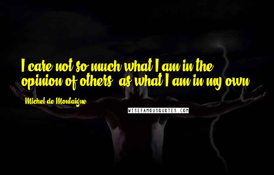 Michel De Montaigne Quotes: I care not so much what I am in the opinion of others, as what I am in my own.