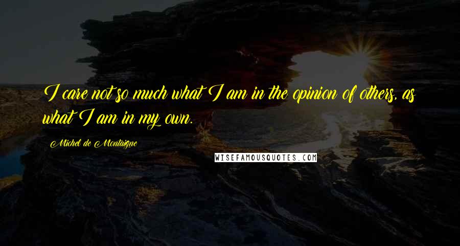 Michel De Montaigne Quotes: I care not so much what I am in the opinion of others, as what I am in my own.