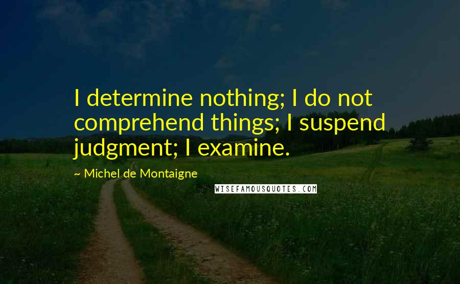 Michel De Montaigne Quotes: I determine nothing; I do not comprehend things; I suspend judgment; I examine.