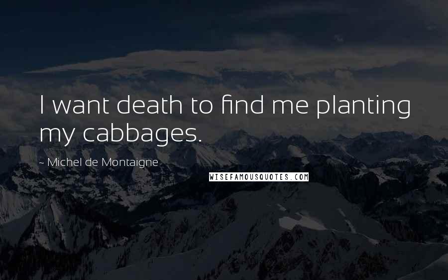 Michel De Montaigne Quotes: I want death to find me planting my cabbages.