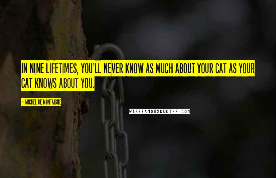 Michel De Montaigne Quotes: In nine lifetimes, you'll never know as much about your cat as your cat knows about you.