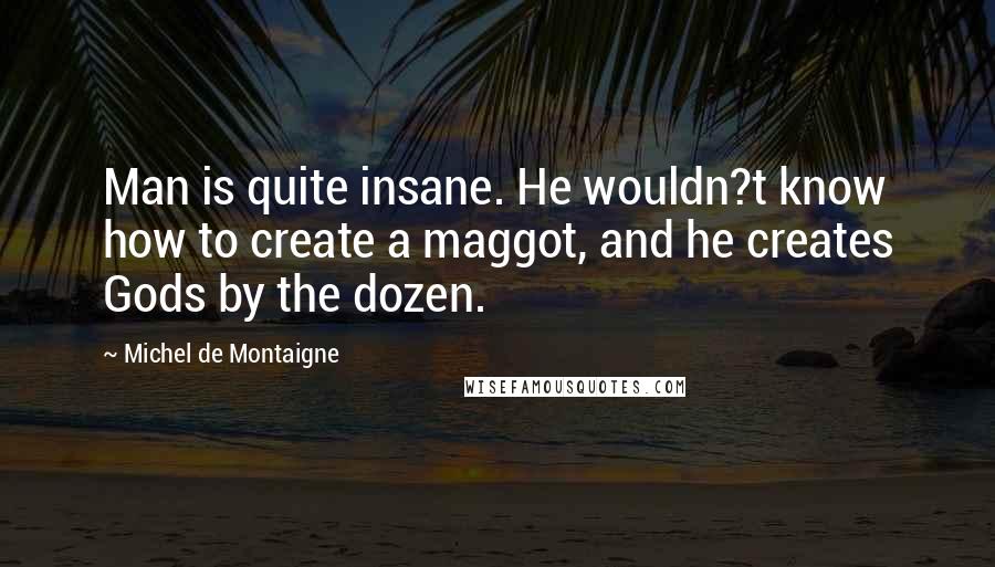 Michel De Montaigne Quotes: Man is quite insane. He wouldn?t know how to create a maggot, and he creates Gods by the dozen.