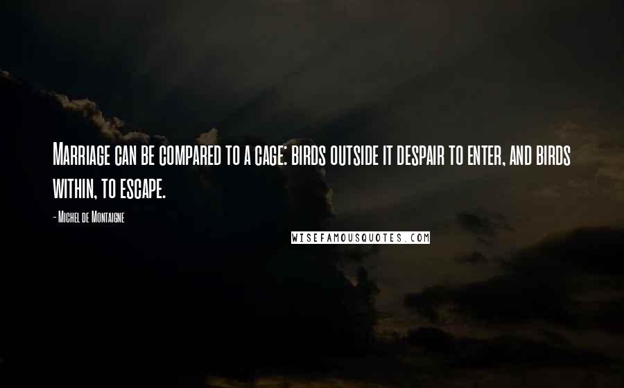 Michel De Montaigne Quotes: Marriage can be compared to a cage: birds outside it despair to enter, and birds within, to escape.