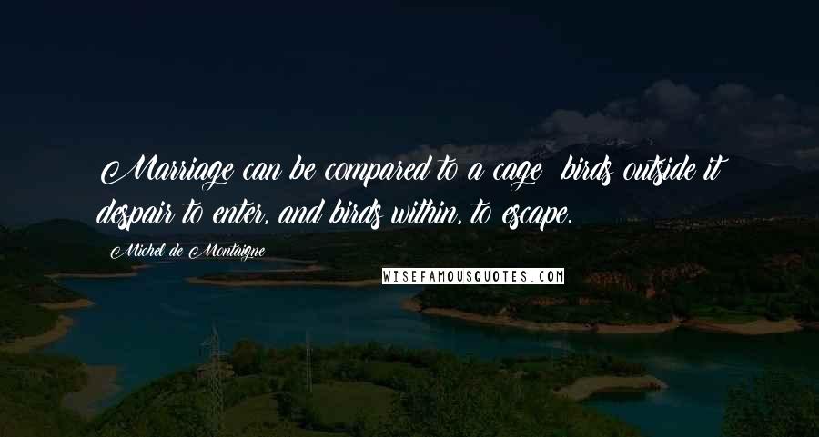 Michel De Montaigne Quotes: Marriage can be compared to a cage: birds outside it despair to enter, and birds within, to escape.