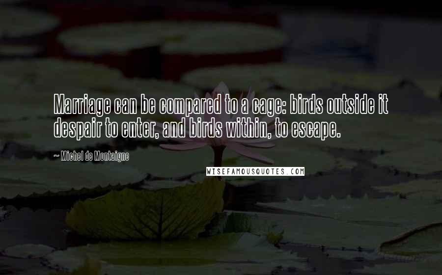 Michel De Montaigne Quotes: Marriage can be compared to a cage: birds outside it despair to enter, and birds within, to escape.