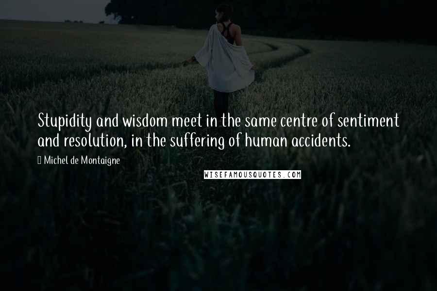 Michel De Montaigne Quotes: Stupidity and wisdom meet in the same centre of sentiment and resolution, in the suffering of human accidents.