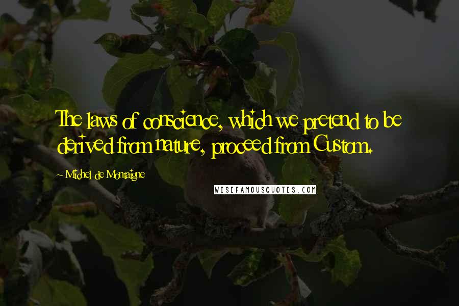 Michel De Montaigne Quotes: The laws of conscience, which we pretend to be derived from nature, proceed from Custom.