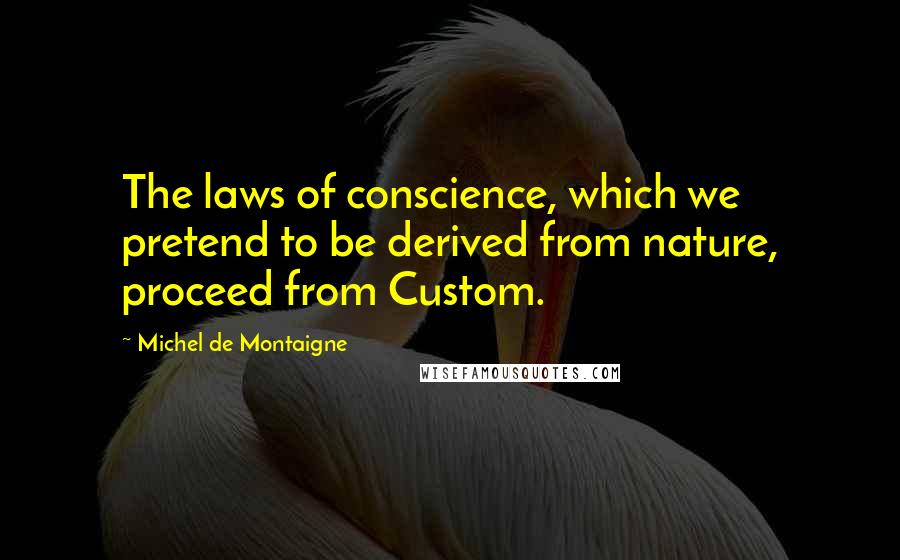 Michel De Montaigne Quotes: The laws of conscience, which we pretend to be derived from nature, proceed from Custom.