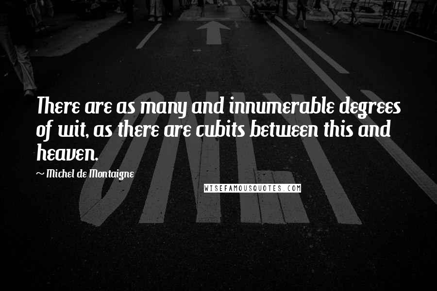 Michel De Montaigne Quotes: There are as many and innumerable degrees of wit, as there are cubits between this and heaven.