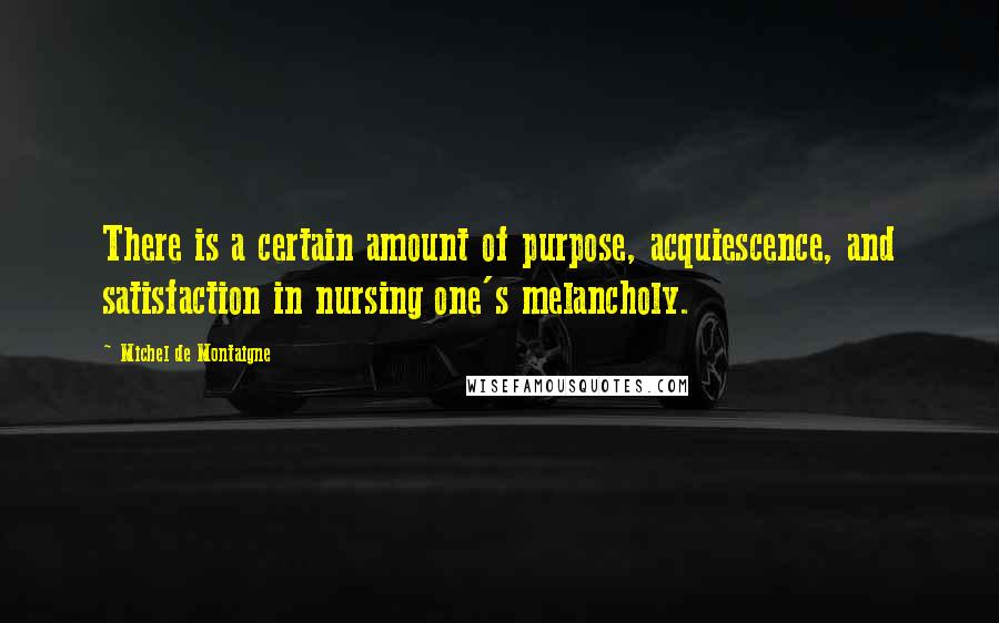 Michel De Montaigne Quotes: There is a certain amount of purpose, acquiescence, and satisfaction in nursing one's melancholy.