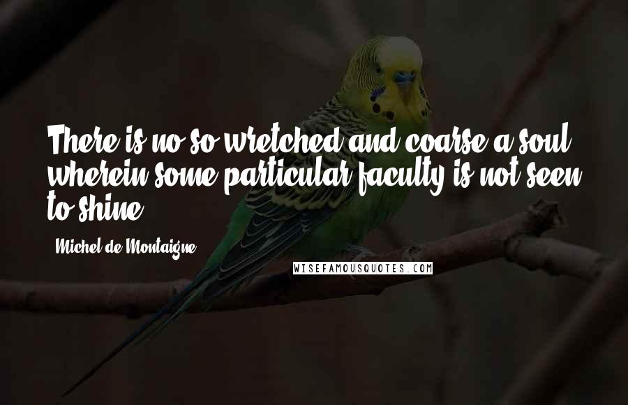 Michel De Montaigne Quotes: There is no so wretched and coarse a soul wherein some particular faculty is not seen to shine.