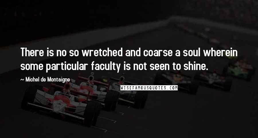 Michel De Montaigne Quotes: There is no so wretched and coarse a soul wherein some particular faculty is not seen to shine.