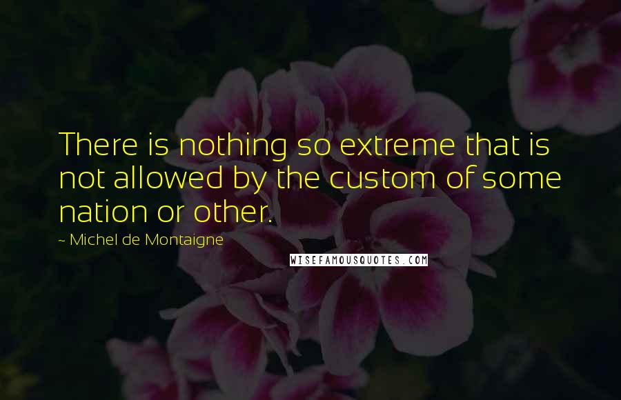 Michel De Montaigne Quotes: There is nothing so extreme that is not allowed by the custom of some nation or other.