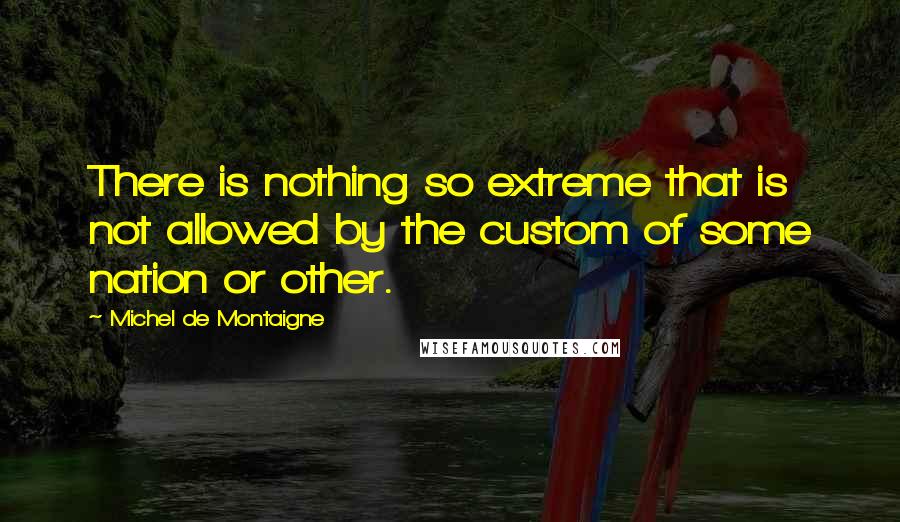 Michel De Montaigne Quotes: There is nothing so extreme that is not allowed by the custom of some nation or other.