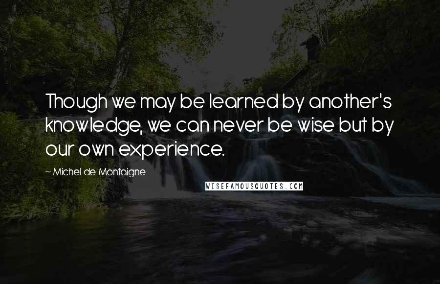 Michel De Montaigne Quotes: Though we may be learned by another's knowledge, we can never be wise but by our own experience.