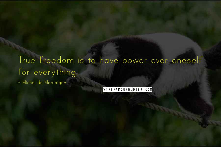 Michel De Montaigne Quotes: True freedom is to have power over oneself for everything.