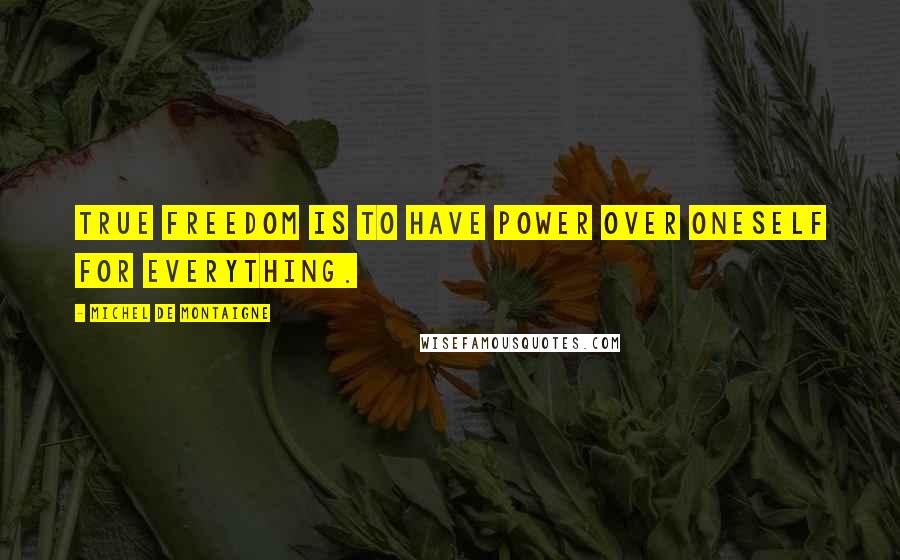 Michel De Montaigne Quotes: True freedom is to have power over oneself for everything.