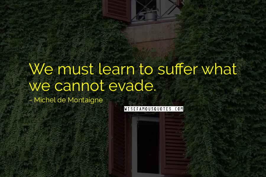 Michel De Montaigne Quotes: We must learn to suffer what we cannot evade.