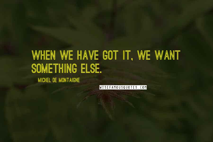 Michel De Montaigne Quotes: When we have got it, we want something else.