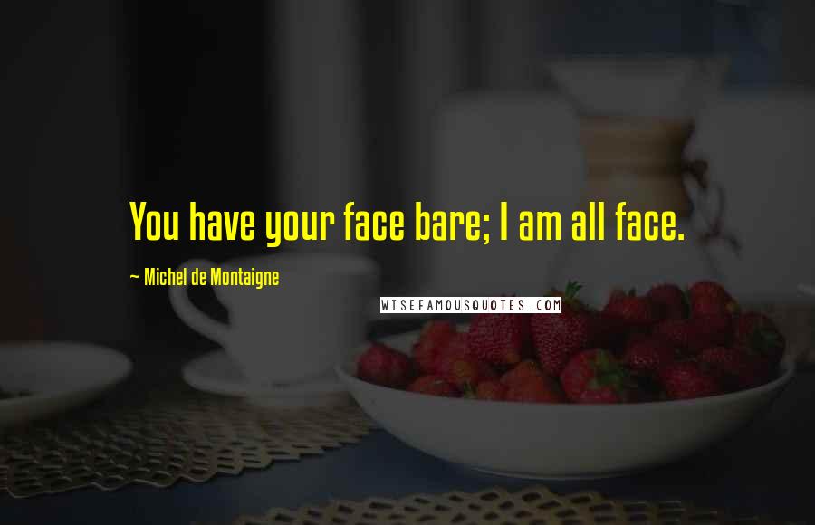 Michel De Montaigne Quotes: You have your face bare; I am all face.