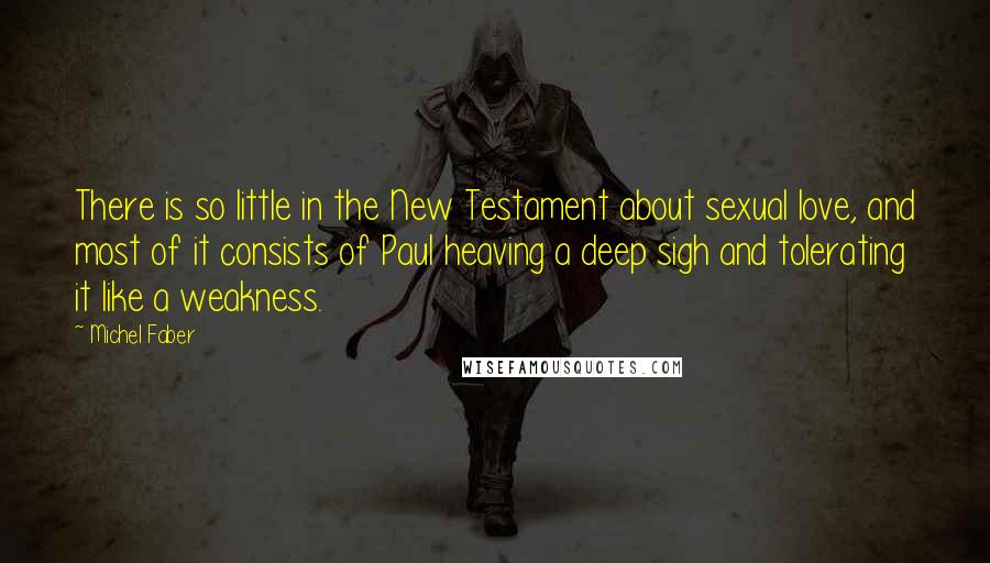 Michel Faber Quotes: There is so little in the New Testament about sexual love, and most of it consists of Paul heaving a deep sigh and tolerating it like a weakness.