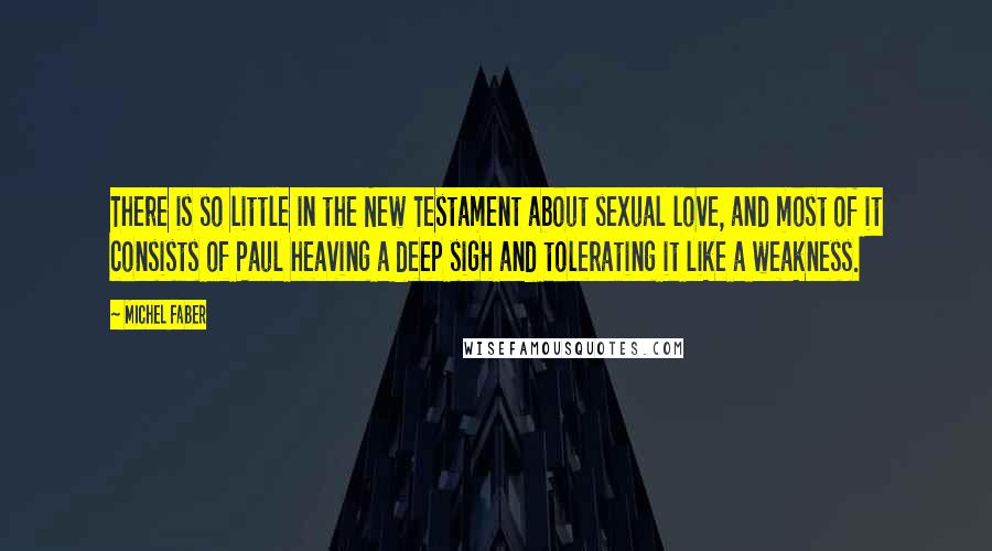 Michel Faber Quotes: There is so little in the New Testament about sexual love, and most of it consists of Paul heaving a deep sigh and tolerating it like a weakness.