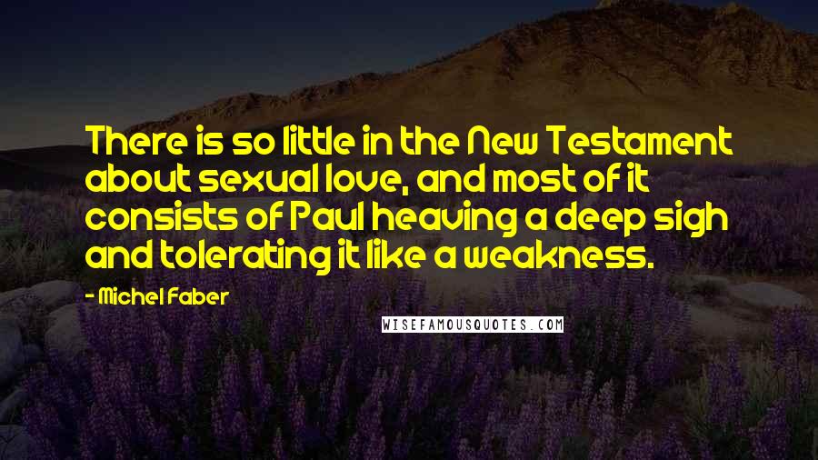 Michel Faber Quotes: There is so little in the New Testament about sexual love, and most of it consists of Paul heaving a deep sigh and tolerating it like a weakness.