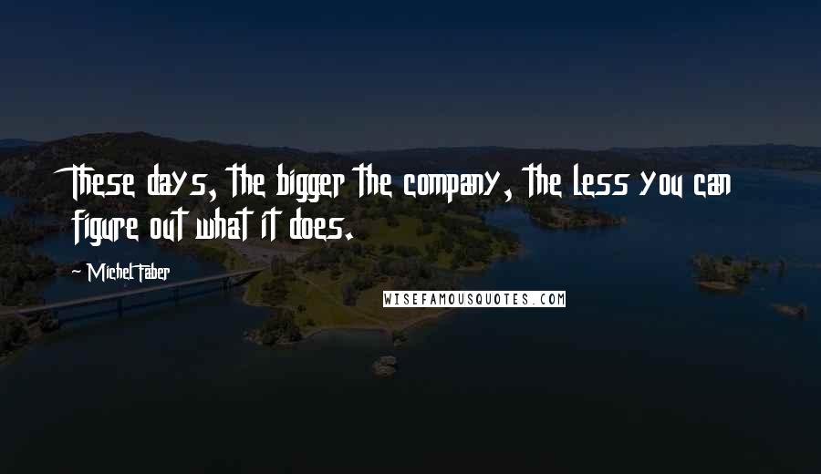 Michel Faber Quotes: These days, the bigger the company, the less you can figure out what it does.